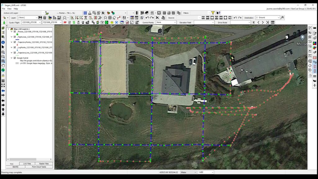 Screen showing Trajectory processing in LP360 Drone