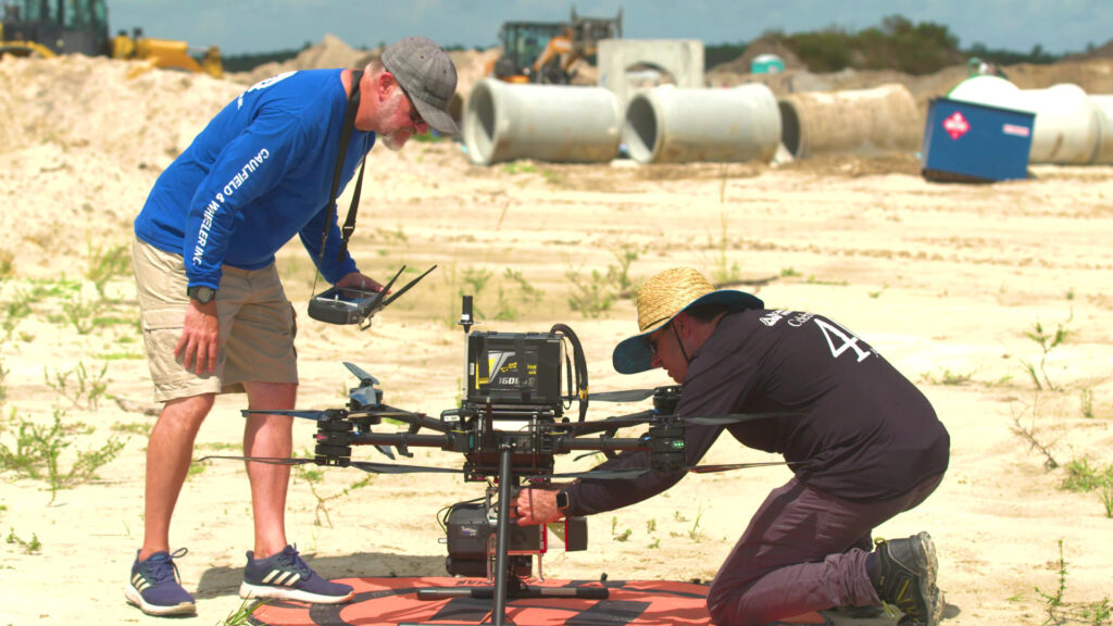 Jason Cloninger and Andrew Beckwith prepare the TrueView 635 3D Imaging Sensor for the project.