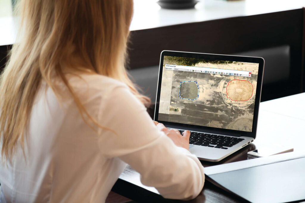 Woman at computer using LP360 software